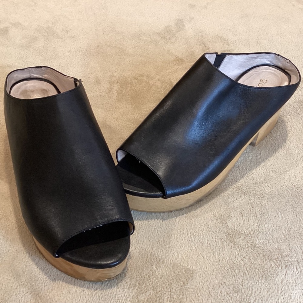 Gorman Low Clog, Black,Genuine Leather, wooden sole, Size US 7.5, UK 5.5, EU 38,